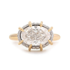 14K Yellow & White Gold 2.5ct Oval Cut Lab Diamond Halo Ring