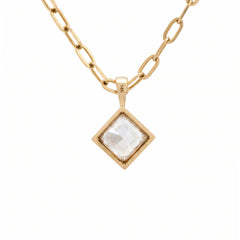 14K Yellow Gold 2.555ct Princess-Cut Lab Diamond Bezel Pendant  (Chain excluded)