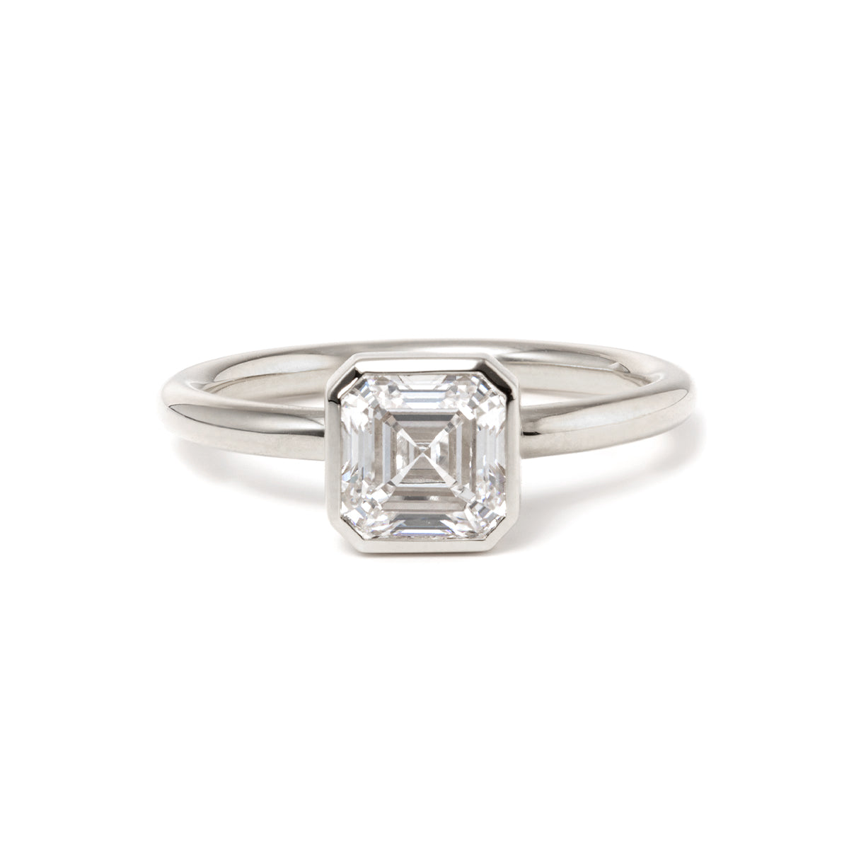 14k Yellow Gold 1ct Asscher Cut Lab Diamond Bezel Ring