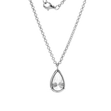 14K White Gold Necklace with 6ct Pear Shaped Lab Diamond Pendant in 3 Prong Basket Setting and Rolo Chain