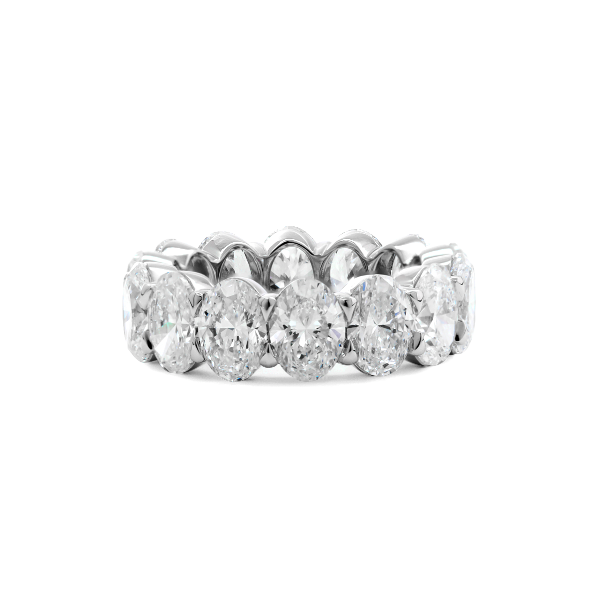 14K White Gold 7*5mm Oval Cut Lab Diamond Eternity Ring