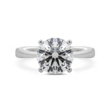 Platinum 3ct Round Lab Diamond 4 Round Prong Basket Solitaire Ring with Tapered Band Design
