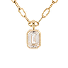 14K Yellow Gold 2.15ct Emerald-Cut Lab Diamond Bezel Pendant  (Chain excluded)