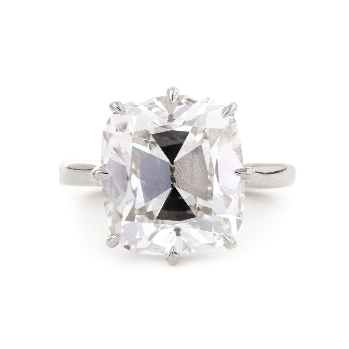 14K Yellow Gold 9 Carat Old Mine Cut Lab Diamond Solitaire Ring Platinum