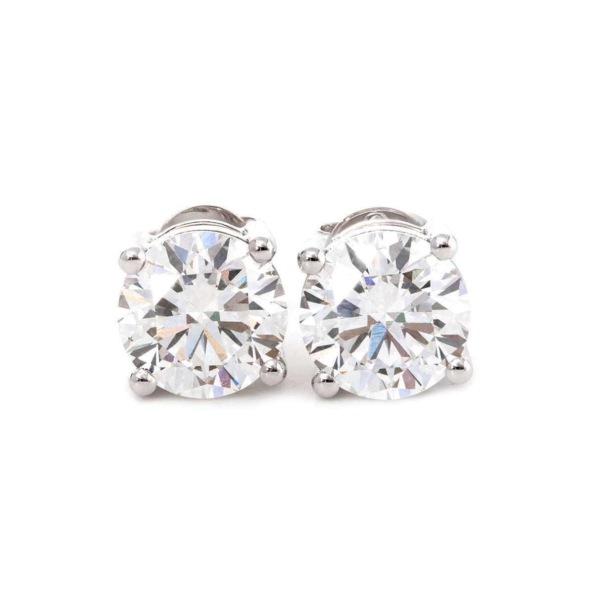 Cherished Moments 14K Gold 2 ct tw Round Cut Lab Diamond 4 Round Prongs Basket Stud Earrings (FG Color, VS Clarity)