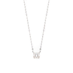 18K White Gold 1ct Round Lab Diamond Double Prong Basket Setting Necklace