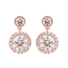 14K Rose Gold Nugget Earrings with Lab Diamond Halo Design