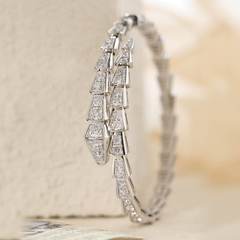 Round Lab Diamond Viper-Inspired Bangle Bracelet