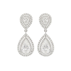 Pear Shaped  Lab Diamond Halo Drop Earrings