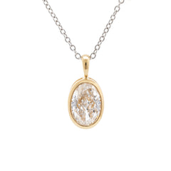 14K Yellow Gold 1.929ct Oval Crushed Ice-Cut Lab Diamond Bezel Pendant  (Chain excluded)