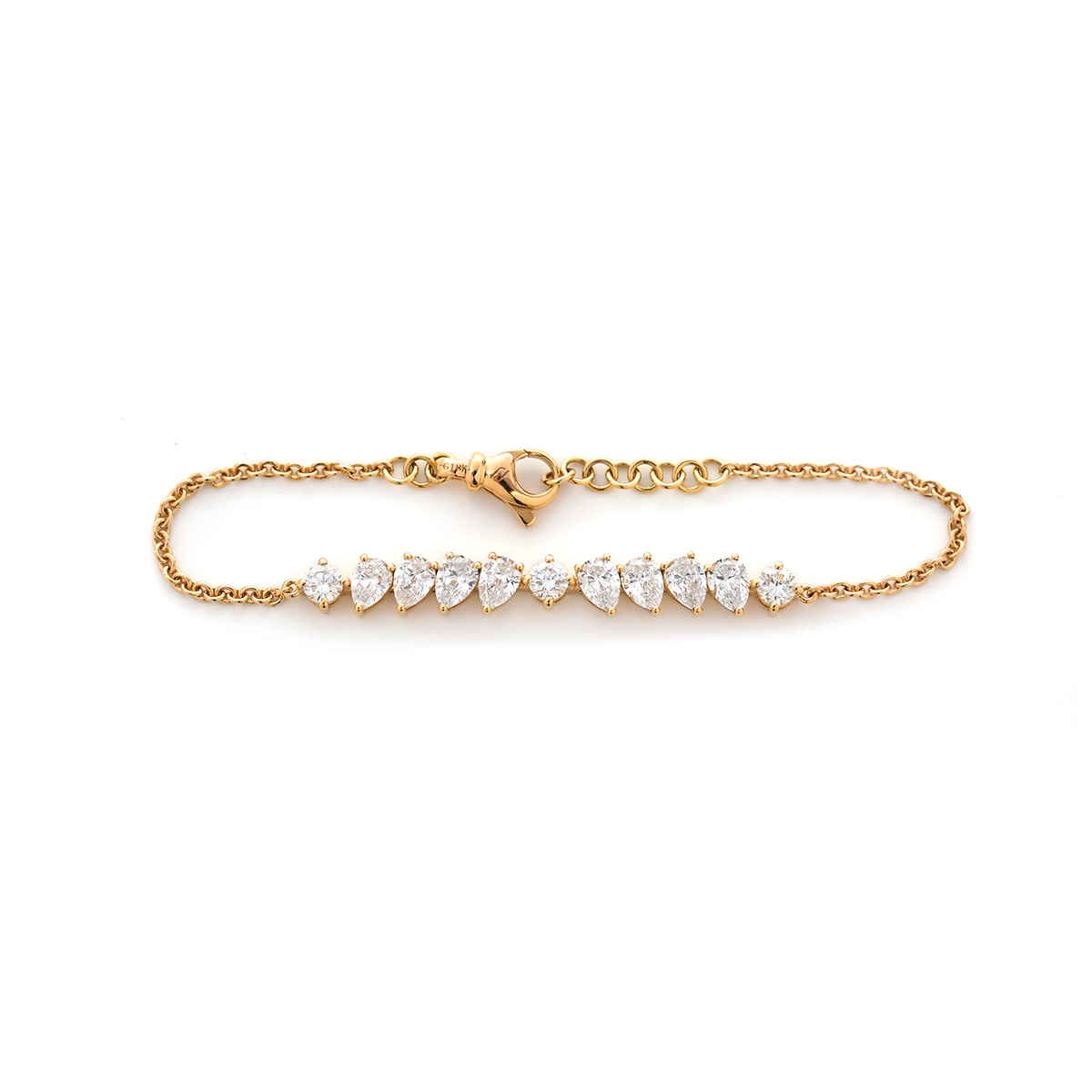 18K Yellow Gold Two-Shape Lab Diamond Bracelet – Round & Pear Cuts
