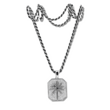 14K White Gold Palm Pendant Necklace with Round Lab Diamond Pave