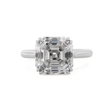 Platinum 5ct Antique Asscher Cut Lab Diamond Double Claw Prong Basket Solitaire Ring