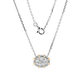 14K Yellow & White Gold 2.5ct Oval Cut Lab Diamond Halo Pendant Necklace