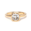 18K Yellow Gold Old Mine Cut Antique Lab Diamond Bezel Solitaire Ring