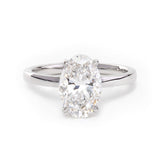 18K White Gold 2ct Oval Cut Lab Diamond Slim Band Solitaire Ring
