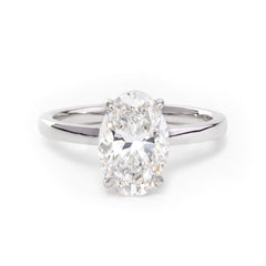 18K White Gold 2ct Oval Cut Lab Diamond Slim Band Solitaire Ring