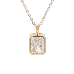 14K Yellow Gold 2.3ct Radiant-Cut Lab Diamond Bezel Pendant  (Chain excluded)