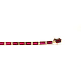 14K Yellow Gold Baguette Cut Lab Ruby Half Bezel Tennis Bracelet