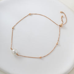 18K Yellow Gold Freshwater Pearl Chain Bracelet