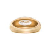 14K Yellow Gold 2.5ct Oval Step Cut Lab Diamond Half Bezel Ring with Tapered Band Design