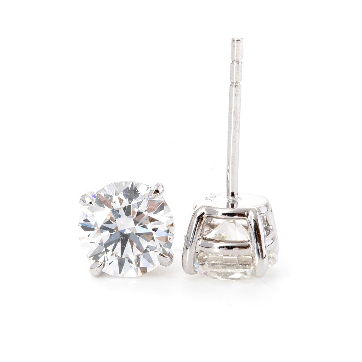 14K White Gold Big Earrings – 2 ct tw Lab Diamond Basket Studs