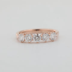 10K Rose Gold Old European Cut Lab Diamond 5 Stone Ring