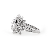 Platinum 4.5ct Elongated Lab Diamond Antique-inspired Ring