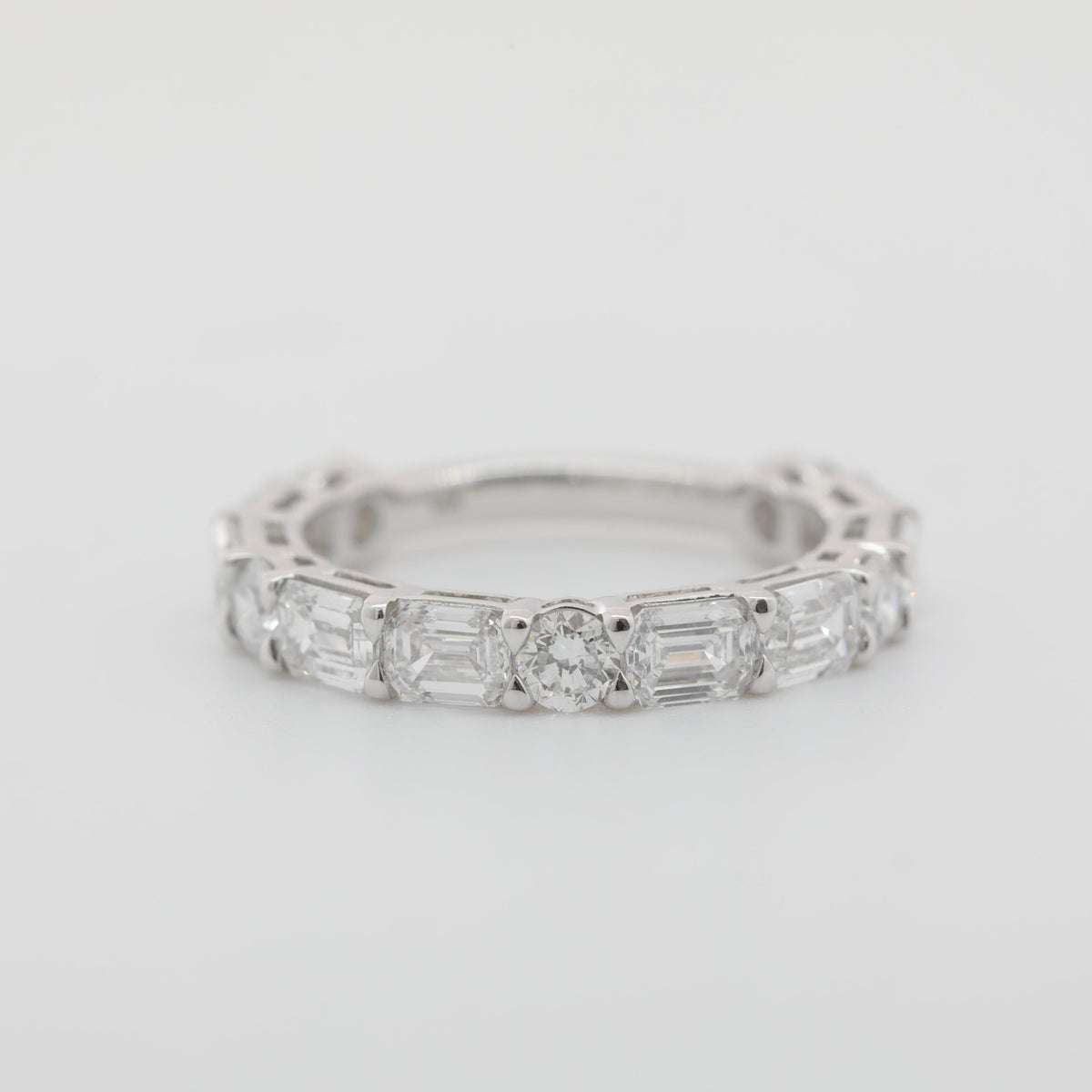14K White Gold Emerald Cut and Round Cut Lab Diamond 3/4 Eternity Ring