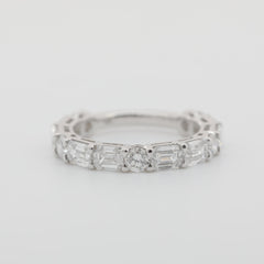 14K White Gold Emerald Cut and Round Cut Lab Diamond 3/4 Eternity Ring