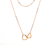 14K Rose Gold Toi et Moi Heart Shape Pendant Necklace with Round Lab Dimaond Pave