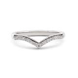 14K White Gold Round Lab Diamond V-shape Millegrain Wedding Ring