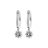 Platinum Round Lab Diamond Floral Hoop Earrings
