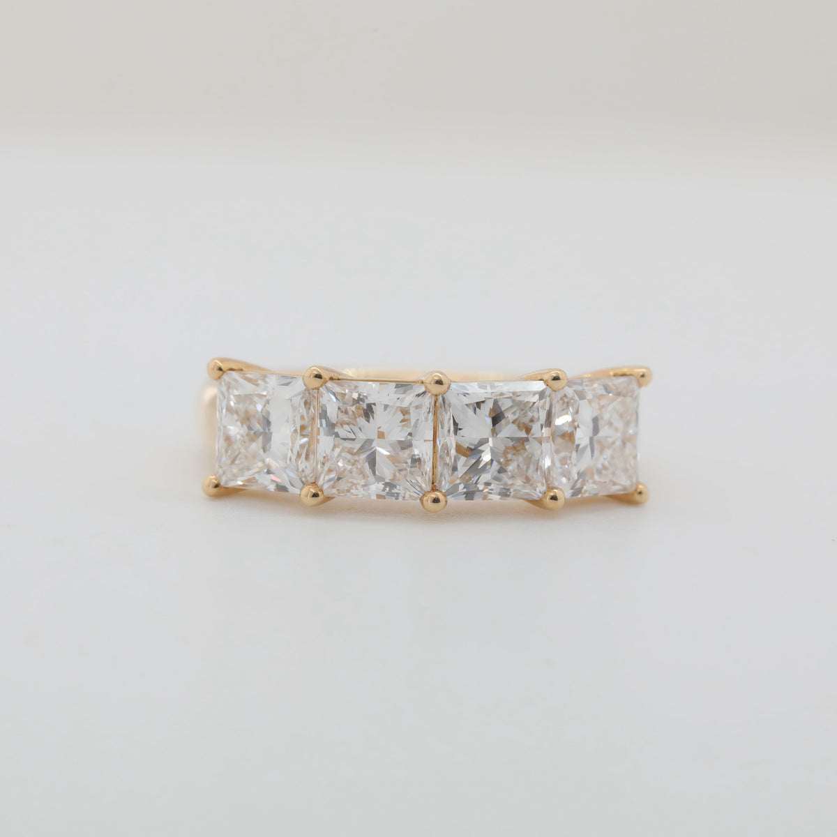 18K Yellow Gold 4 ctw Princess Cut Lab Diamond 4-Stone Ring