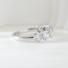 10K White Gold Heart Shaped Lab Diamond Bezel Half Eternity Ring
