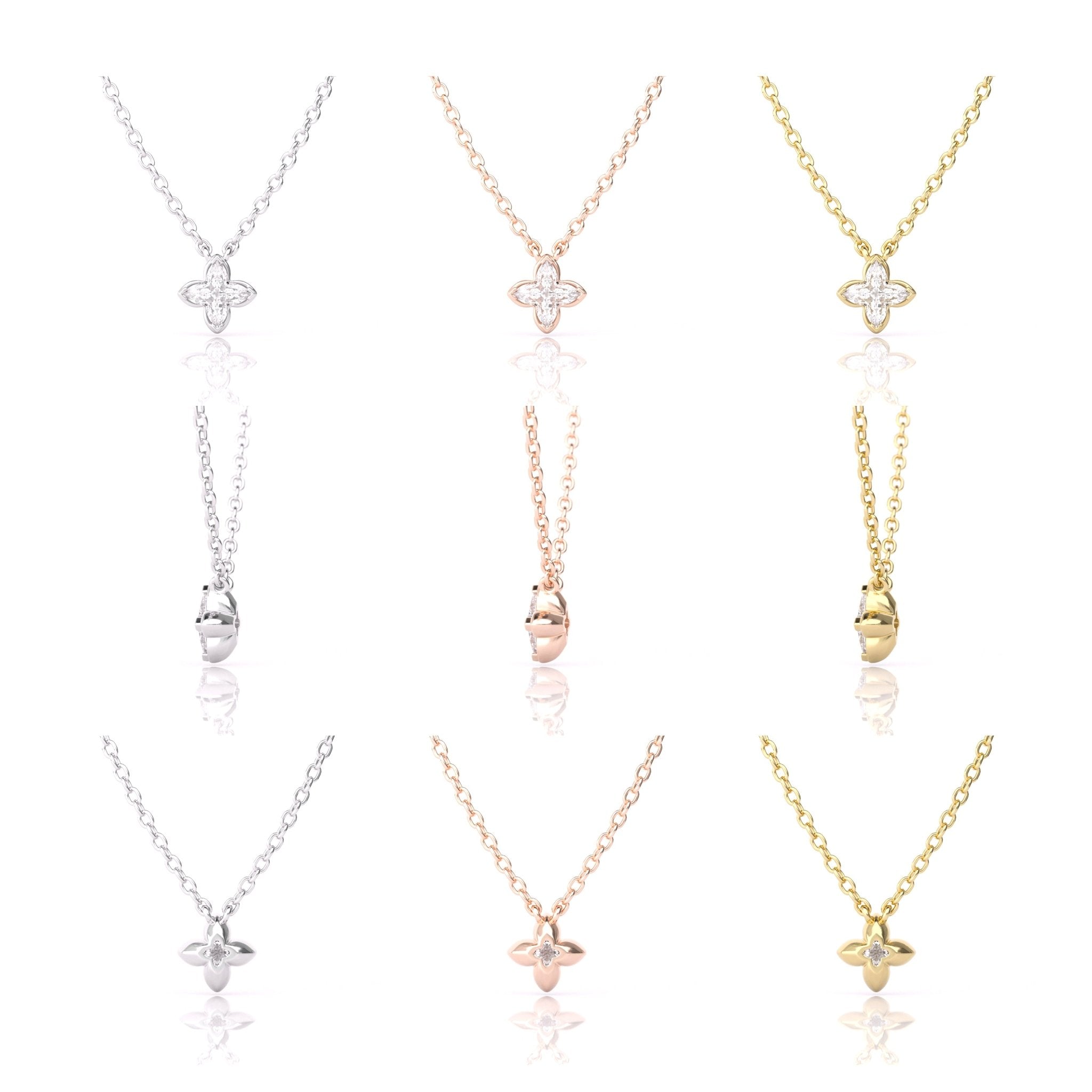 1CT Four Leaf Clover - Shaped Lab Diamond Pendant with Chain - MMR