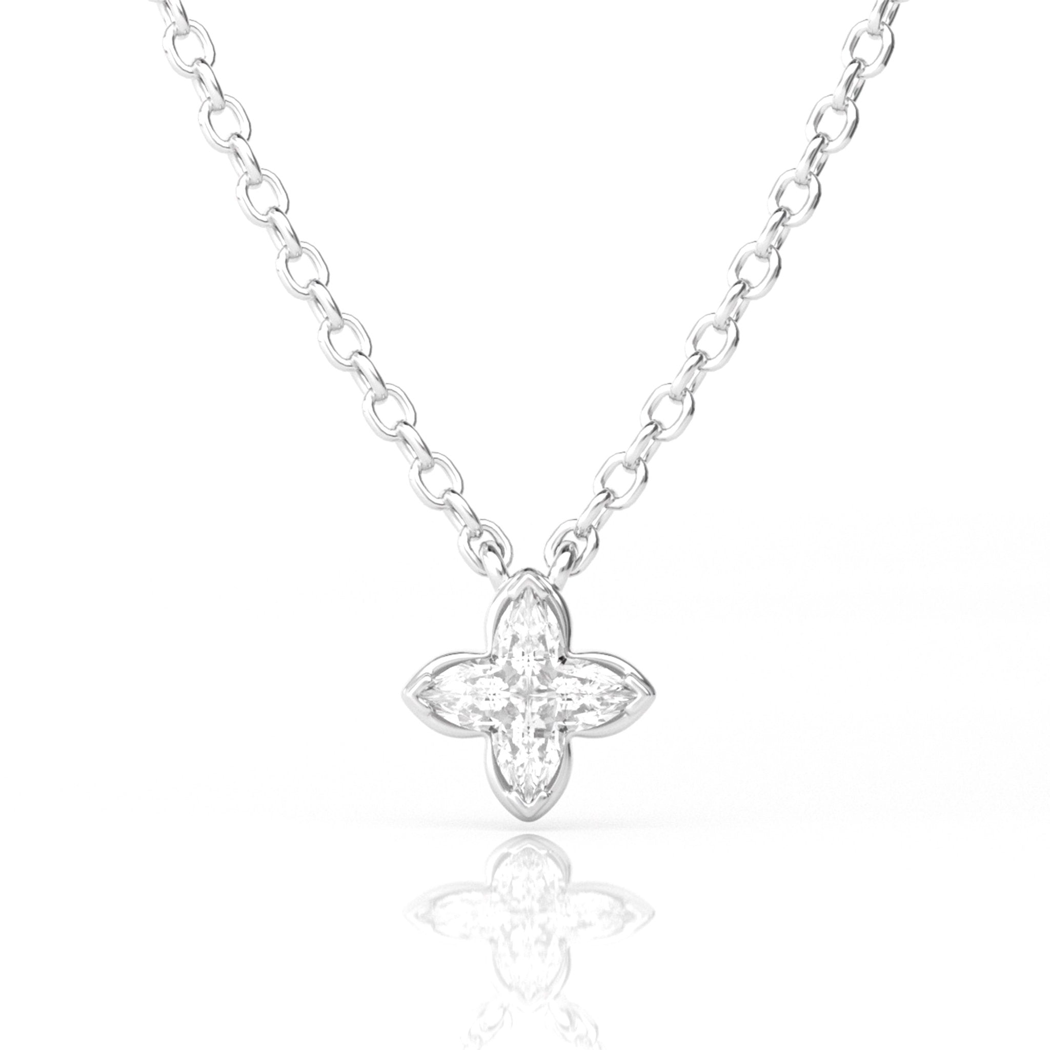 1CT Four Leaf Clover - Shaped Lab Diamond Pendant with Chain - MMR