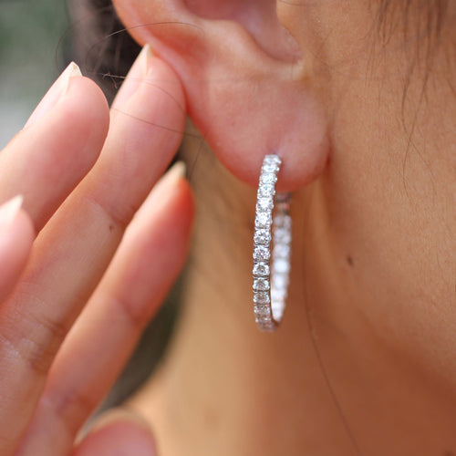 1ct Lab Diamond Hoop Earrings