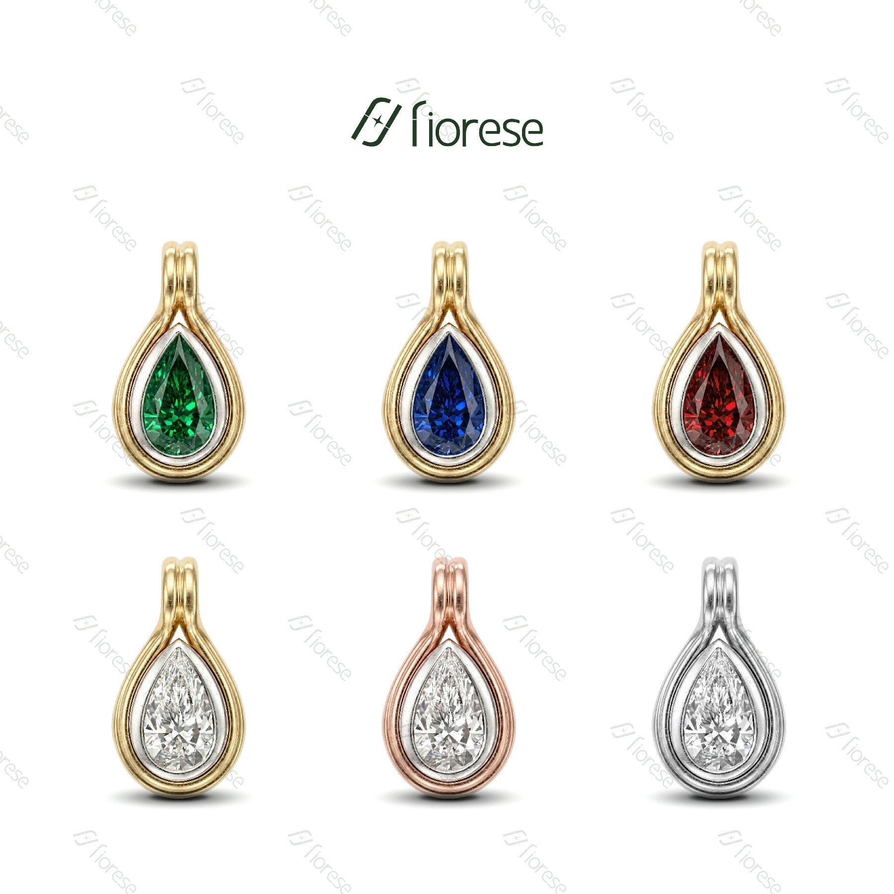 1CT Pear Shape Two Tone Gemstone Charm - MMR