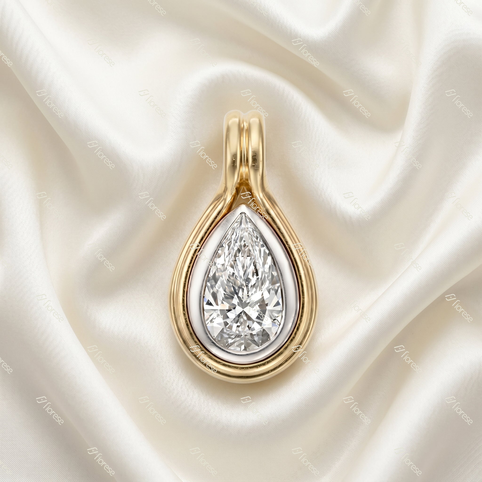 1CT Pear Shape Two Tone Gemstone Charm - MMR
