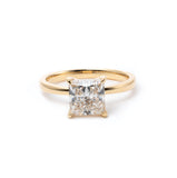 18K Yellow Gold 2ct Princess Cut Lab Diamond 4 Claw Prong Basket Setting Solitaire Ring