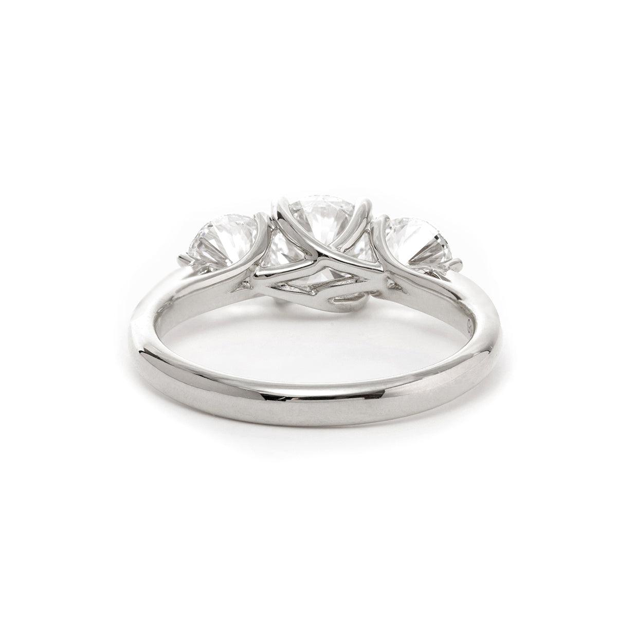 18K White Gold 1ct Old European Cut Lab Diamond Three Stone Ring