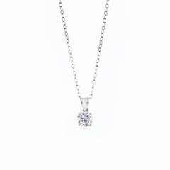 Cherished Moments 14K White Gold 1ct Round Lab Diamond 4 Claw Prongs Basket Necklace (FG Color, VS Clarity)