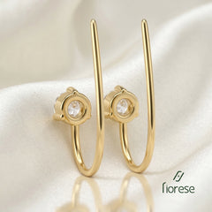 Rose Cut Lab diamond Threader Earrings