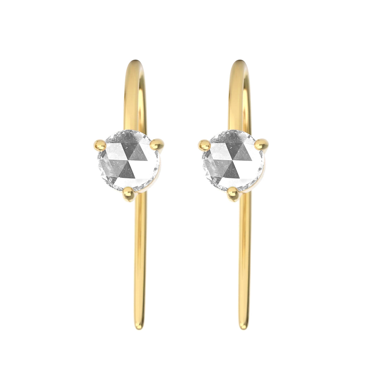 Rose Cut Lab diamond Threader Earrings