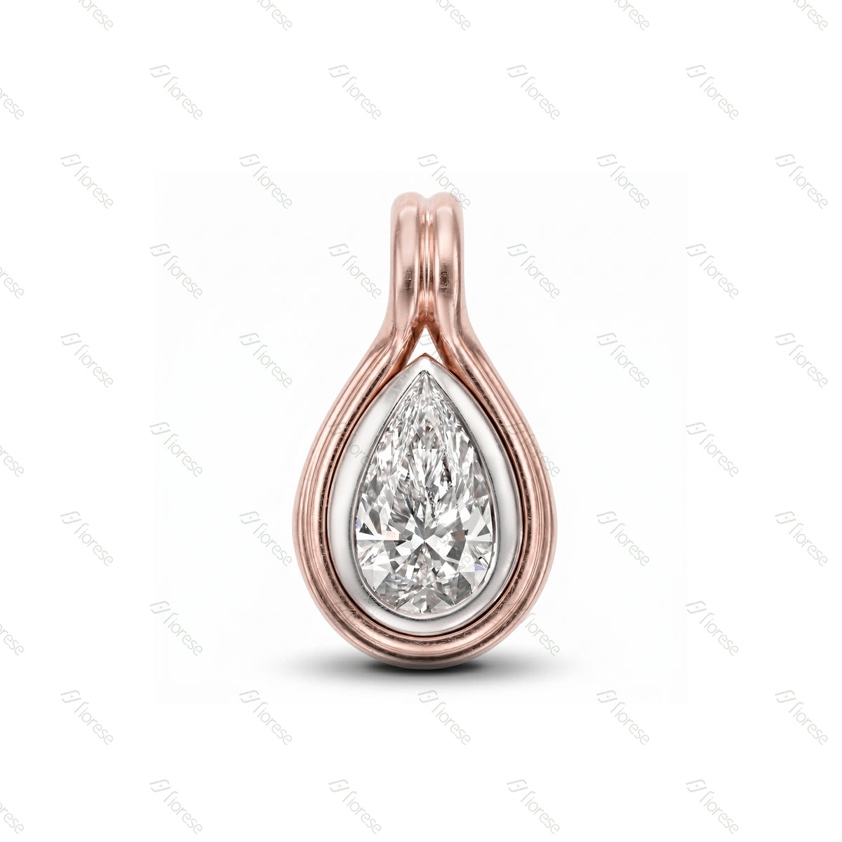 1CT Pear Shape Two Tone Gemstone Charm