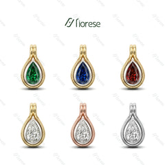 1CT Pear Shape Two Tone Gemstone Charm