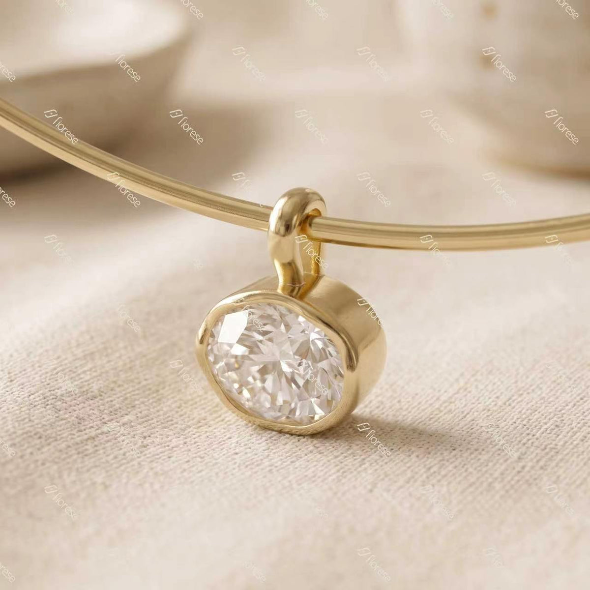 1 ct and 2 ct Oval Bezel Pendant