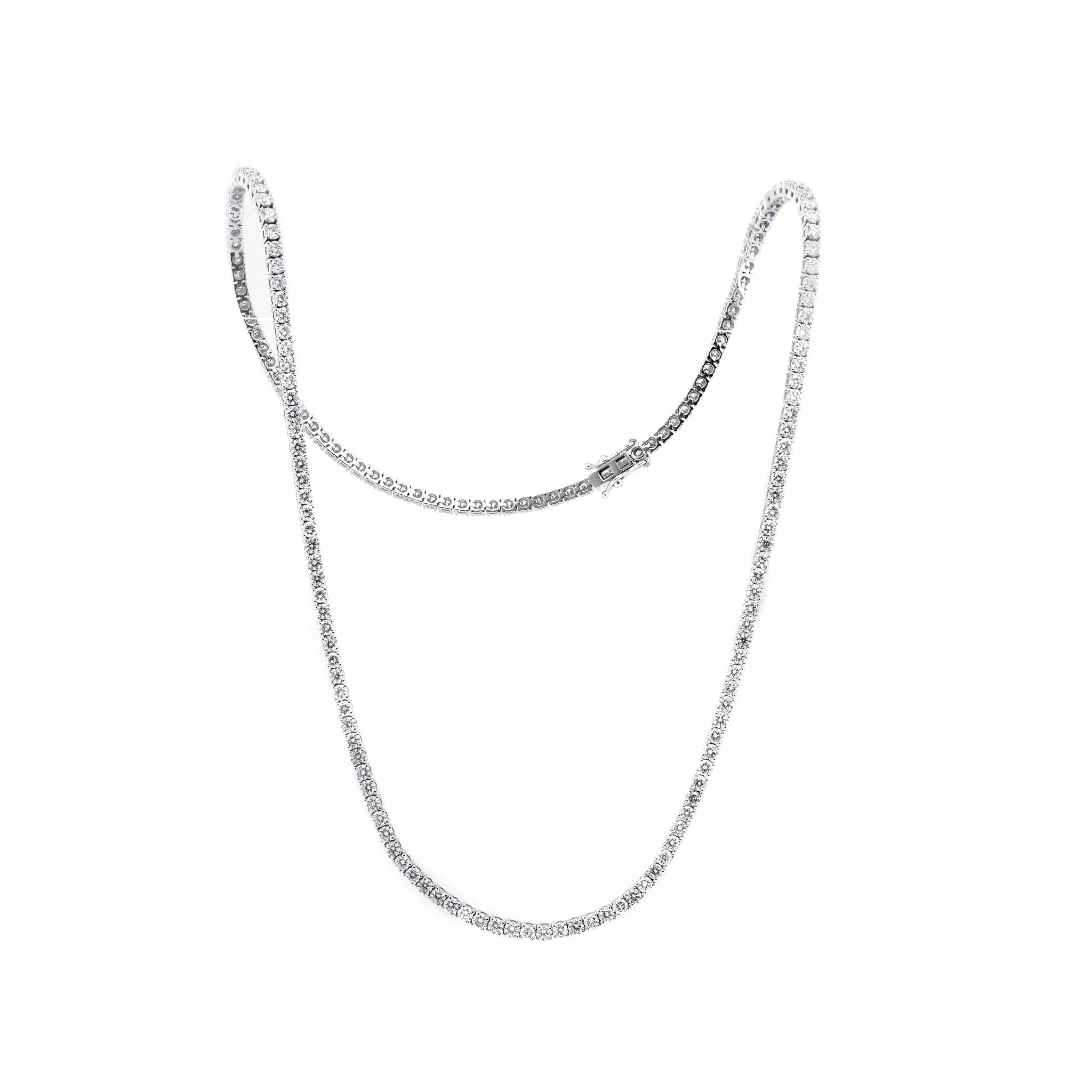 2.2 mm Round Brilliant Lab Diamond 4-prong Basket Tennis Necklace - Fiorese Day - MMR