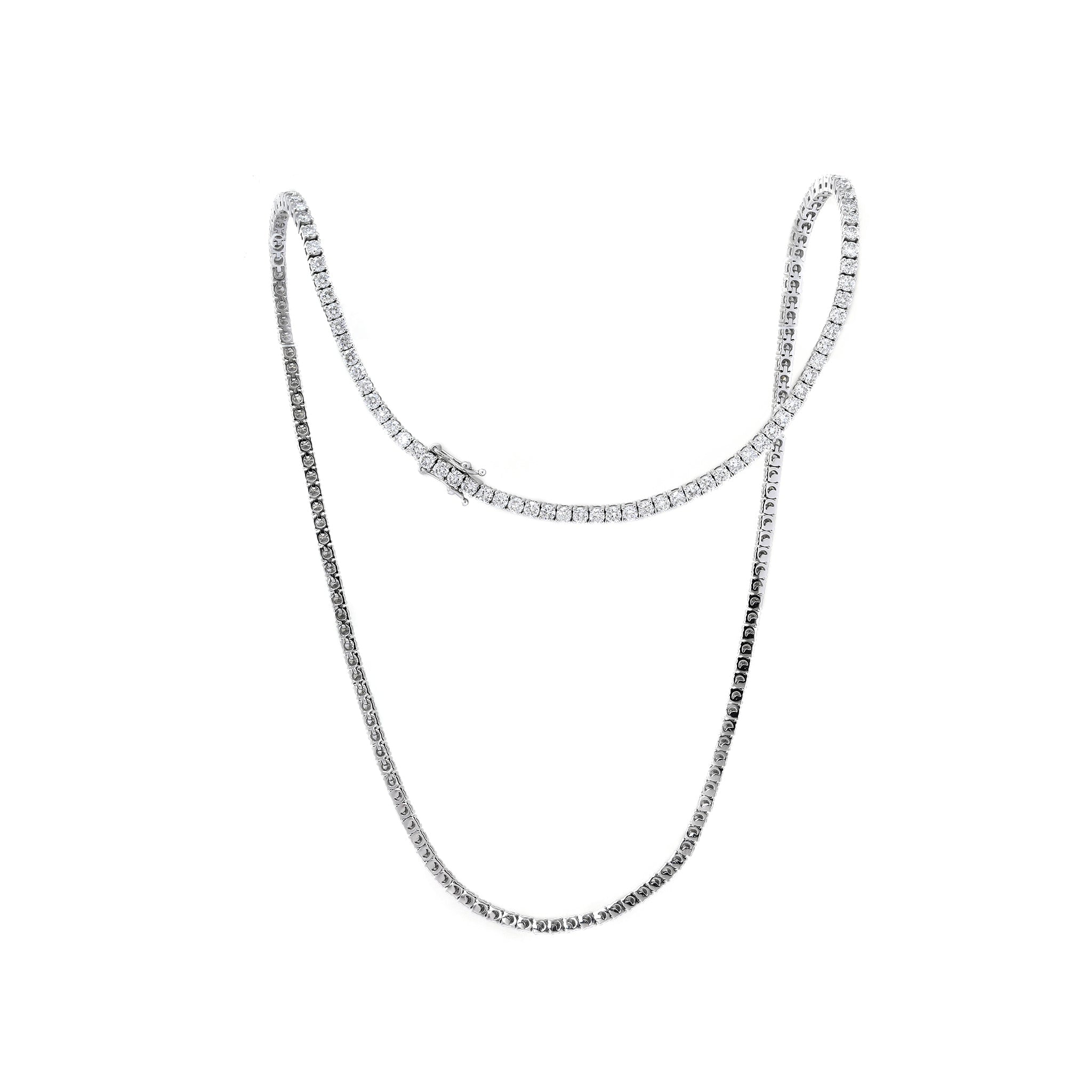 2.2 mm Round Brilliant Lab Diamond 4-prong Basket Tennis Necklace - Fiorese Day - MMR